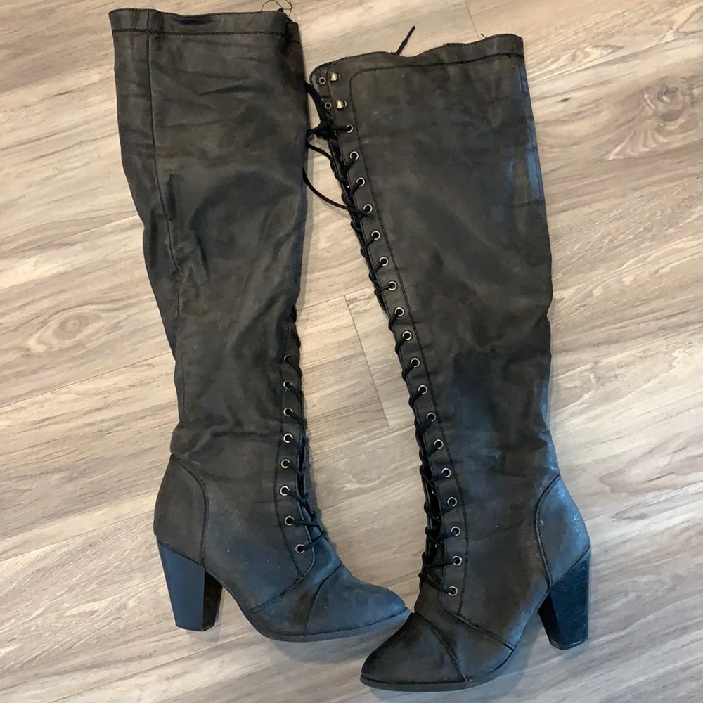 Knee high combat boots